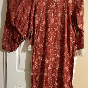 Pre-owned Red n Beige Pure Silk 2 piece suit